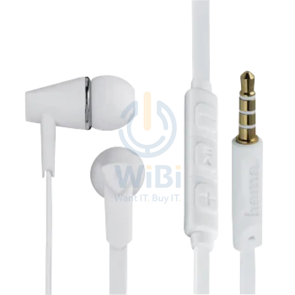 Hama Joy Earphones with Flat Ribbon Cable Microphone - White Accessories > Audio > Headphones
