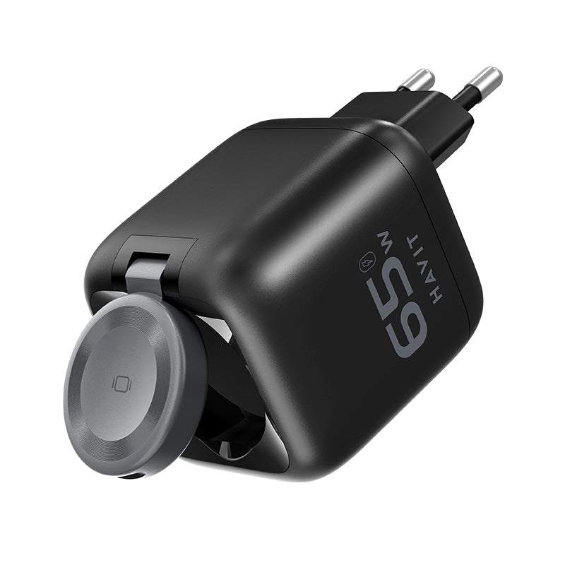 Havit UC252 A-UK Wall Charger with Built-In Cable - 65W / USB-C / USB-A / Black