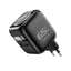 Havit UC252 A-UK Wall Charger with Built-In Cable - 65W / USB-C / USB-A / Black