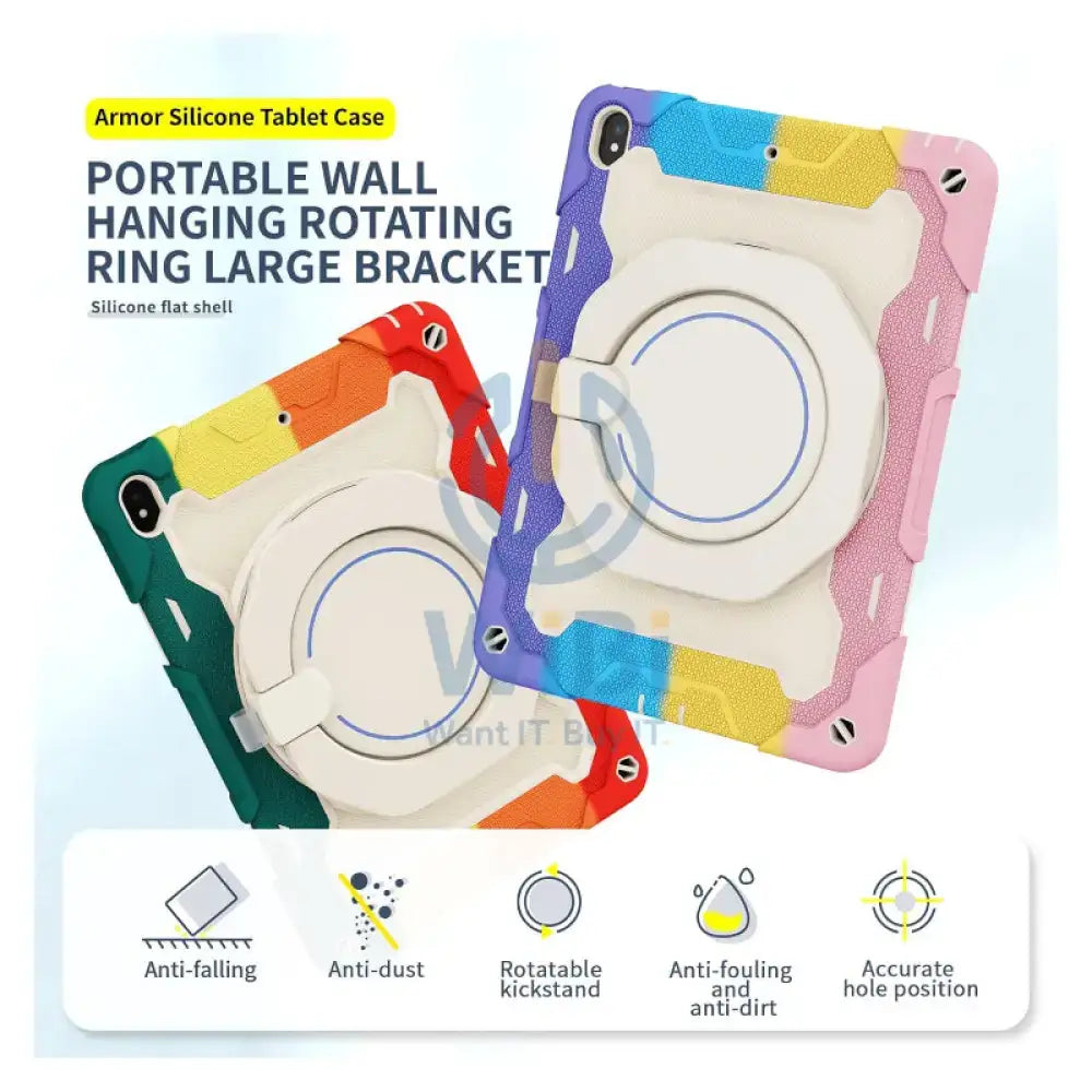 Heavy Duty Shockproof Case with 360° Kickstand For Apple iPad 11 A16 Rainbow Red Accessories > Mobiles & Tablets >