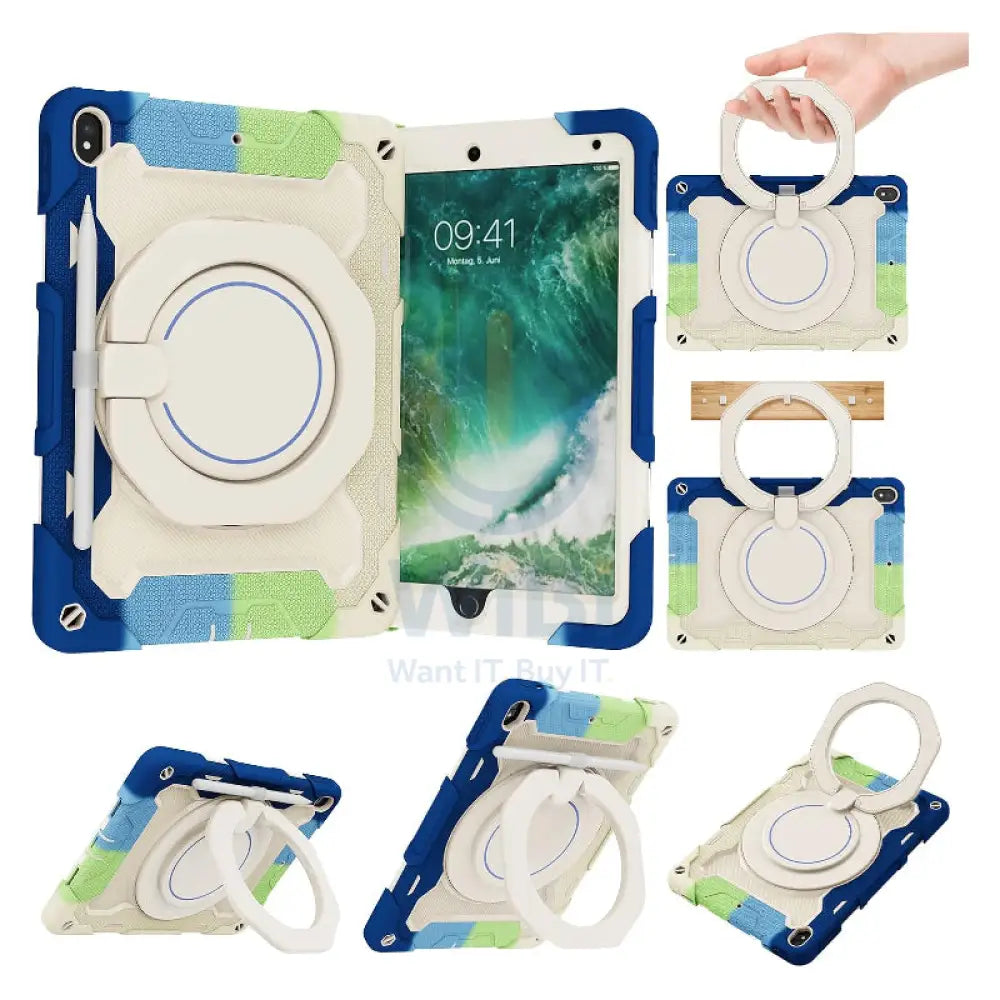 Heavy Duty Shockproof Case with 360° Kickstand For Apple iPad 11 A16 Rainbow Red Accessories > Mobiles & Tablets >