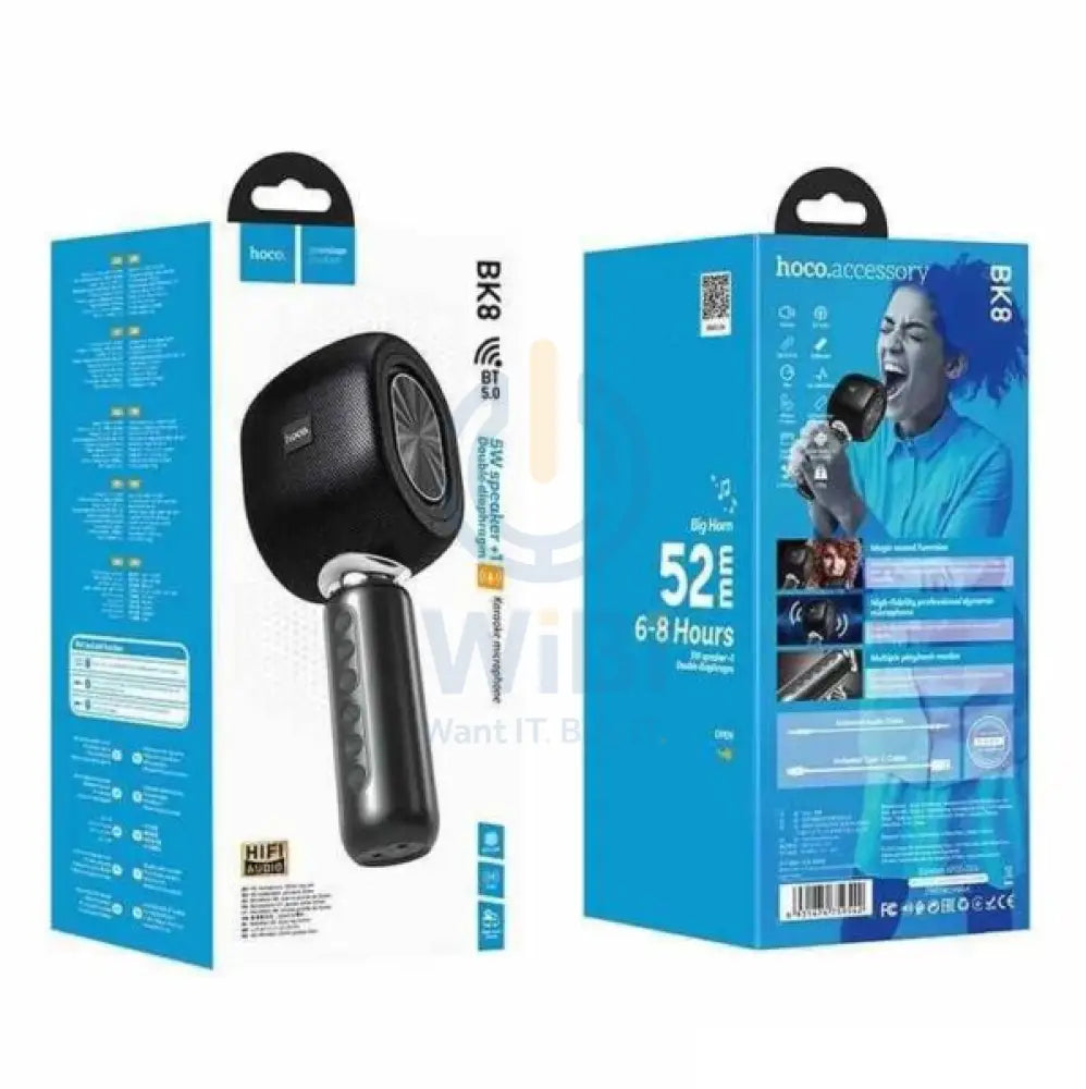 Hoco BK8 Wireless Karaoke Mic - 5W / 2000mAh / Black Accessories > Audio > Microphone