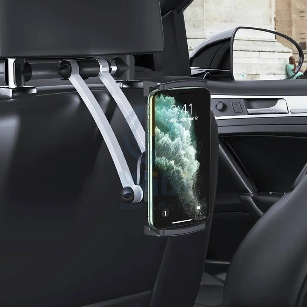 Hoco CA62 Handsome Aluminum Rear Pillow In-Car Holder - Silver & Black