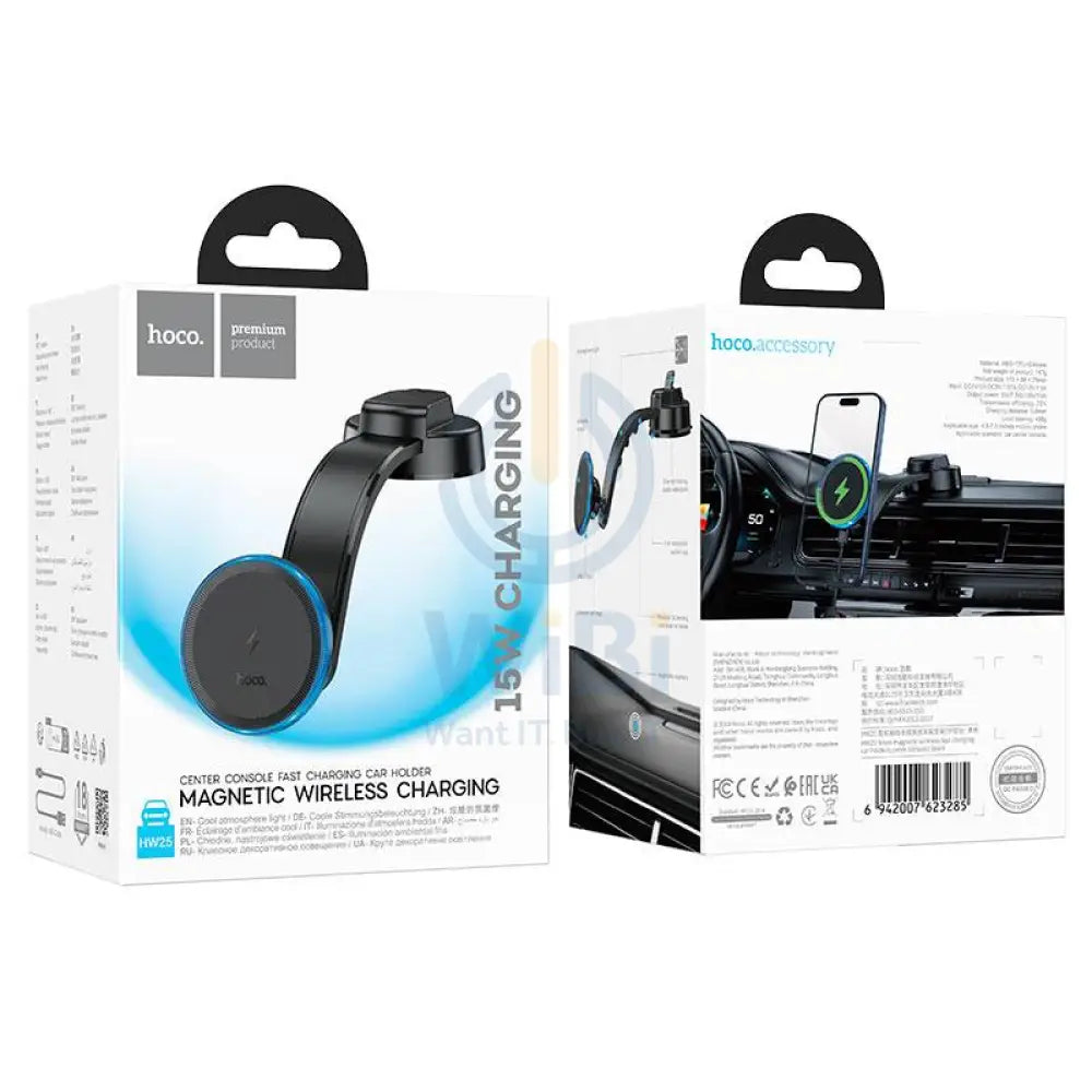 Hoco Car Wireless Charger “HW25 Neon” for Dashboard - Black Accessories > Mobiles & Tablets > Mobiles > Mobile Holder