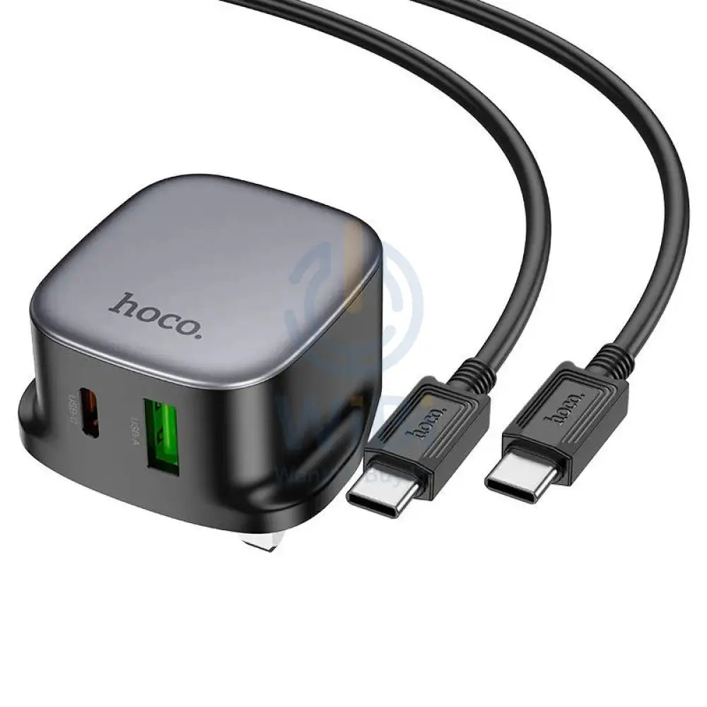HOCO CS32B Rich Wall Charger With USB-C Cable - USB-C / USB-A / Black Accessories > Power Adapters