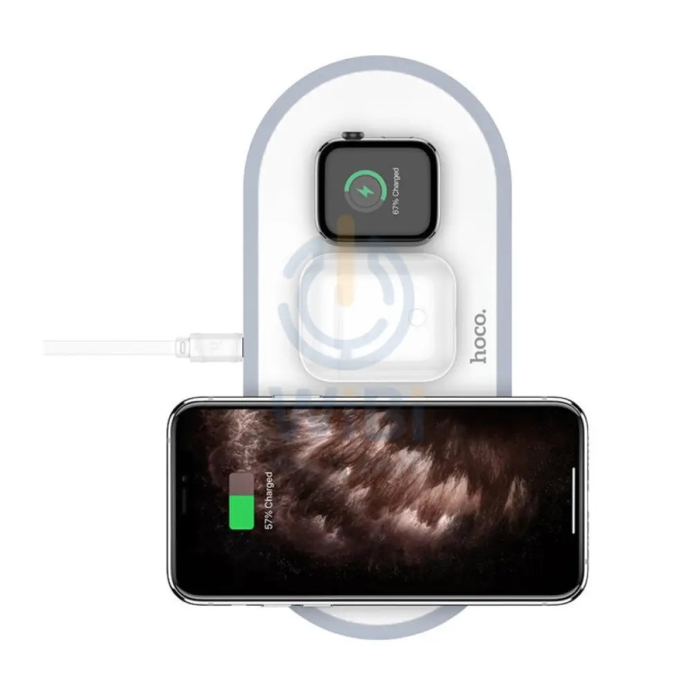 HOCO CW24 Handsome 3-in-1 TableTop Wireless Charger - QI / White