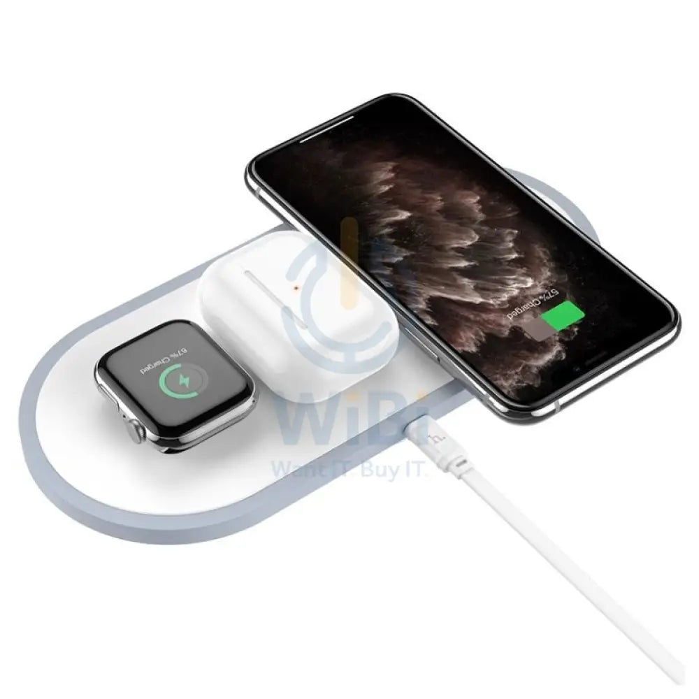 HOCO CW24 Handsome 3-in-1 TableTop Wireless Charger - QI / White