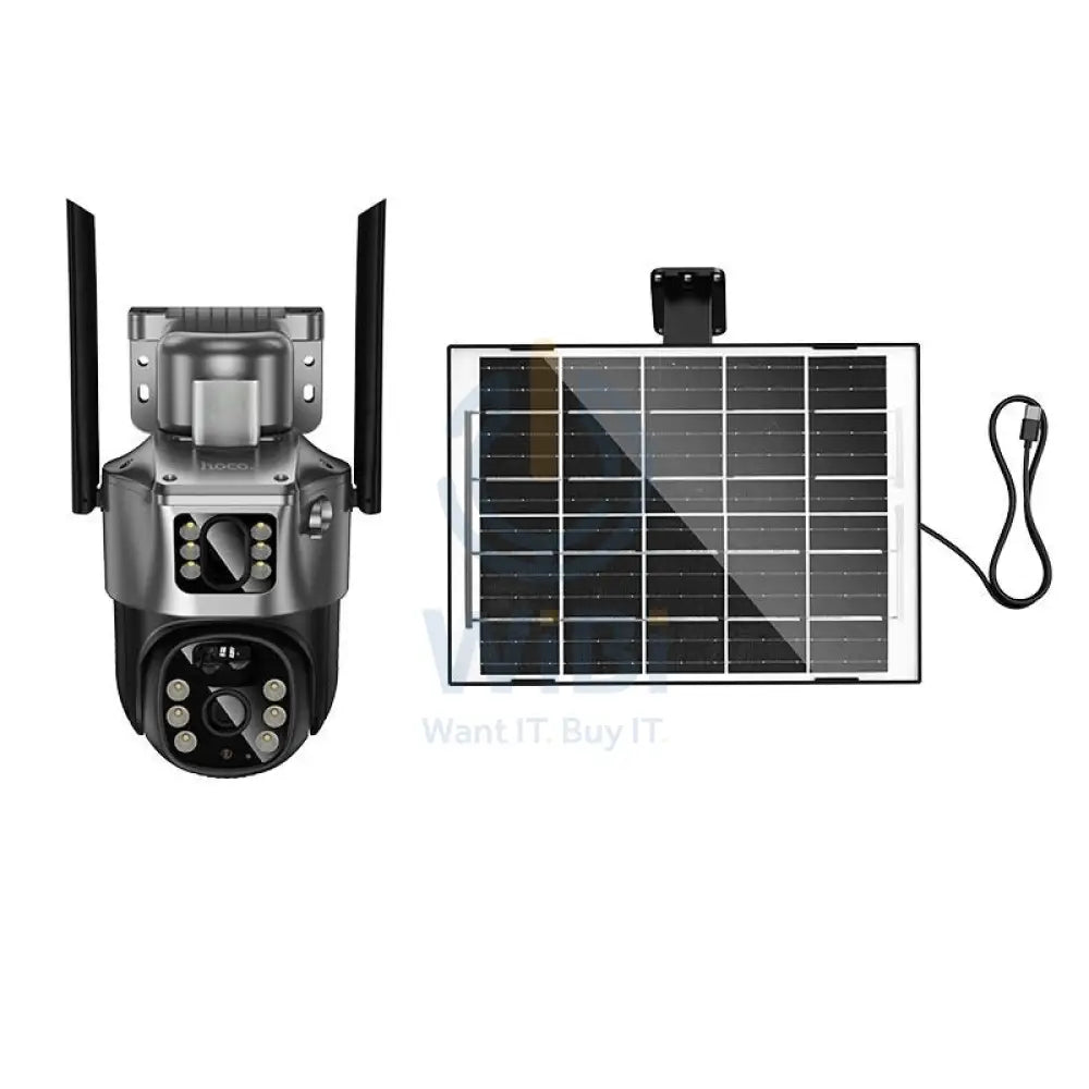 Hoco DI76 Solar Power Dual Lens Smart Surveillance Camera Cameras > Security Cameras