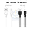 Hoco Flash Charging Cable - 3 Meter / Lightning / Type-C / White / Black / Pack of 2 Accessories > Cables & Converters