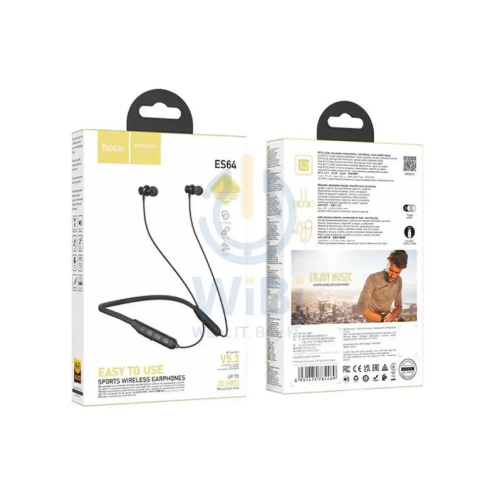 Hoco Neckband ES64 Sports Bluetooth Earphone - 200mAh / Black Accessories > Audio > Headphones