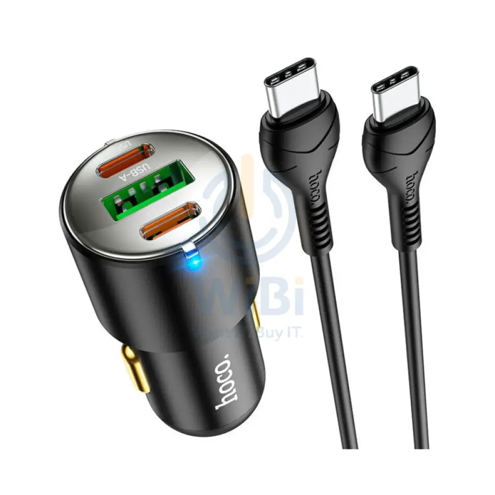 HOCO NZ6 PD45W Car Charger With USB-C Cable - USB-C / USB-A / Black