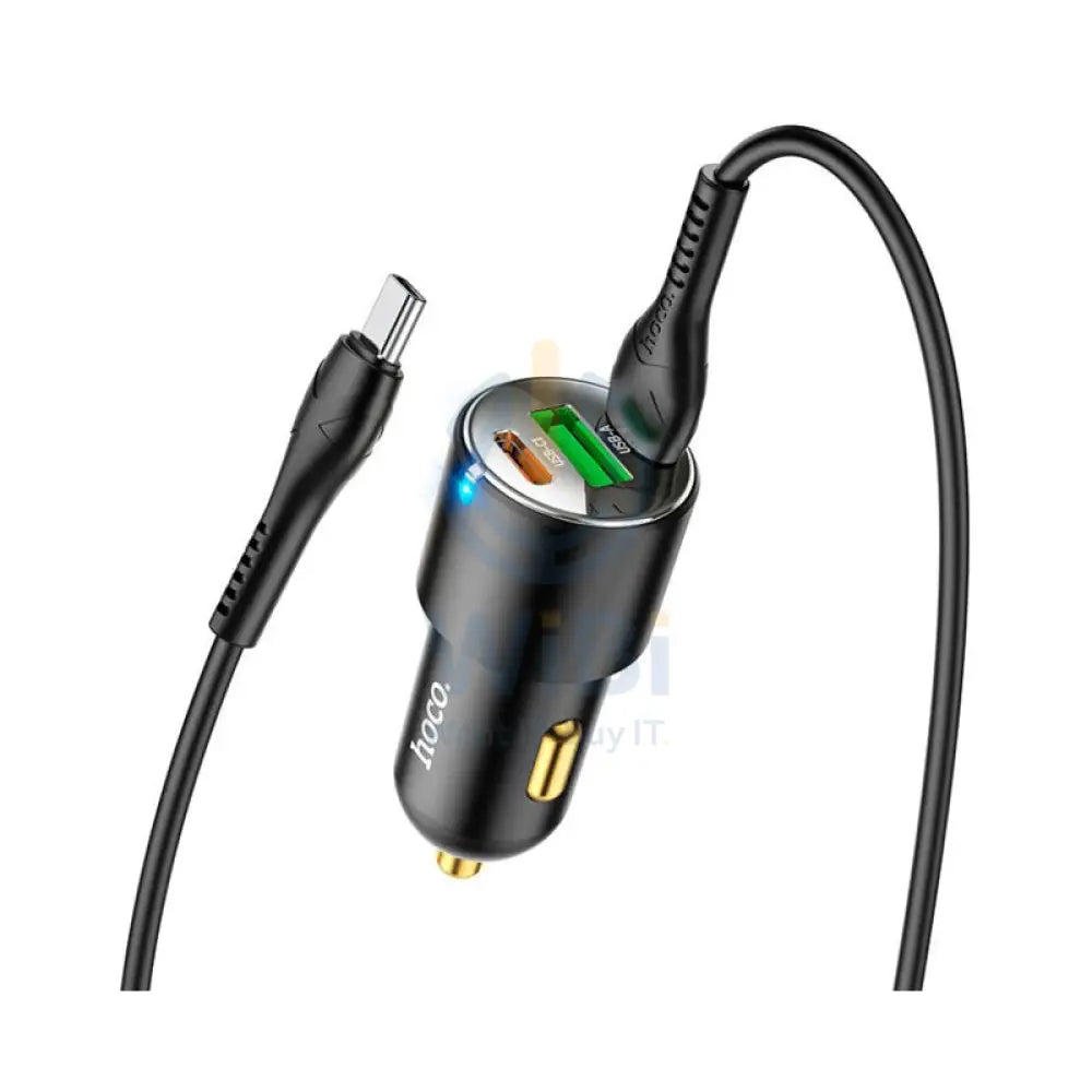 HOCO NZ6 PD45W Car Charger With USB-C Cable - USB-C / USB-A / Black