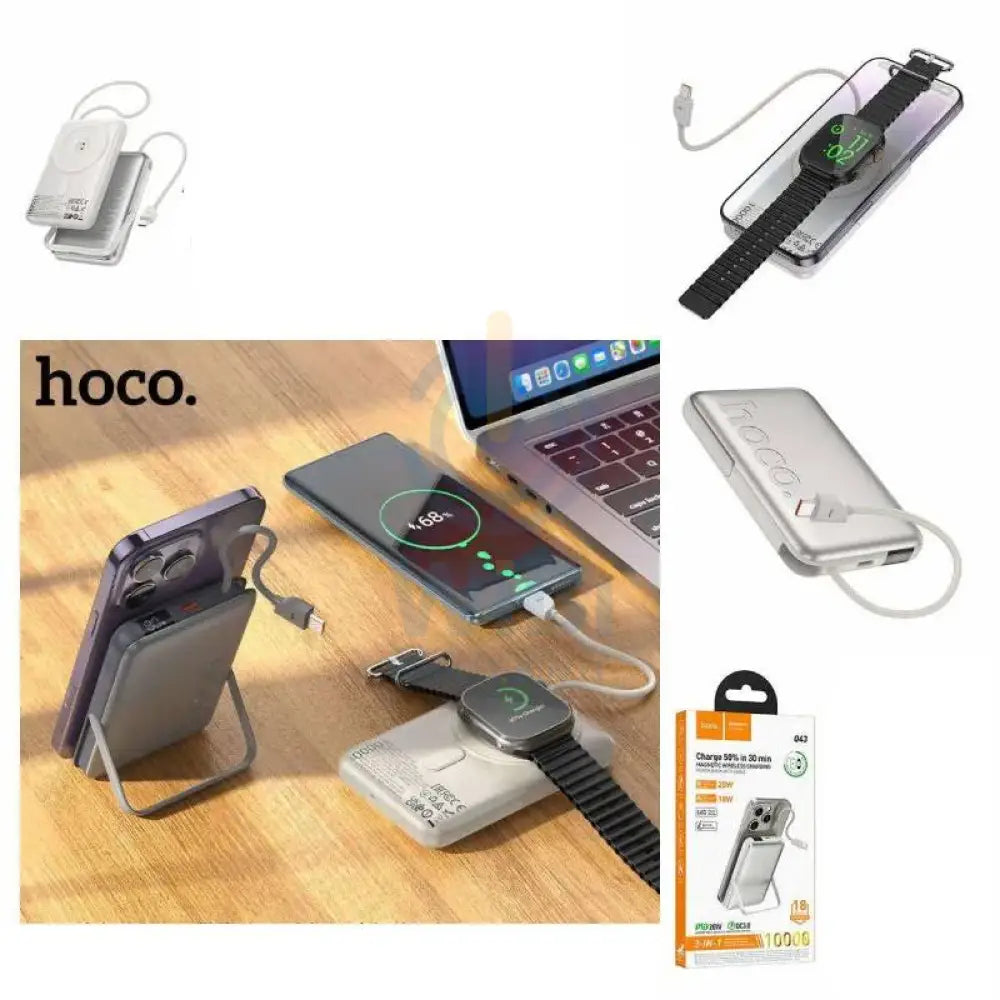 HOCO Q43 Magnetic Wireless Power Bank - 10,000mah / 20W / Silver Accessories > Power Bank