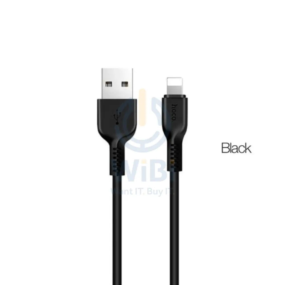 Hoco X20 Flash Charging Data Cable - 2 Meter / Type-C (2 PCs) / Lightning - (3 PCs) / Black / Pack Of 5 Accessories >