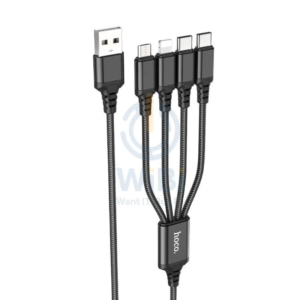Hoco X76 4-in-1 Charging Cable - Lightning / 2x Type-C / Micro USB / 1 Meter / Black Accessories > Cables & Converters