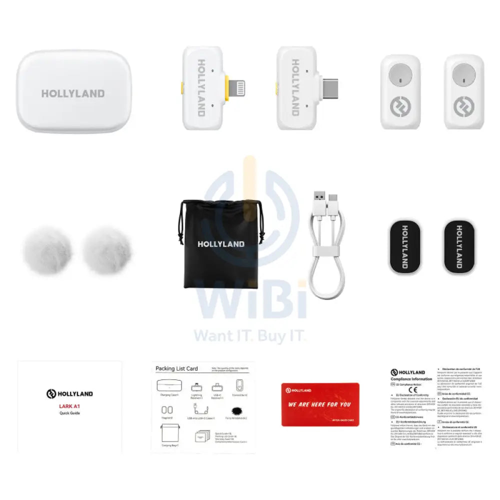 HOLLYLAND LARK A1 Combo 2-Person Wireless Microphone System - USB-C / Lightning / Ivory White Accessories > Audio >