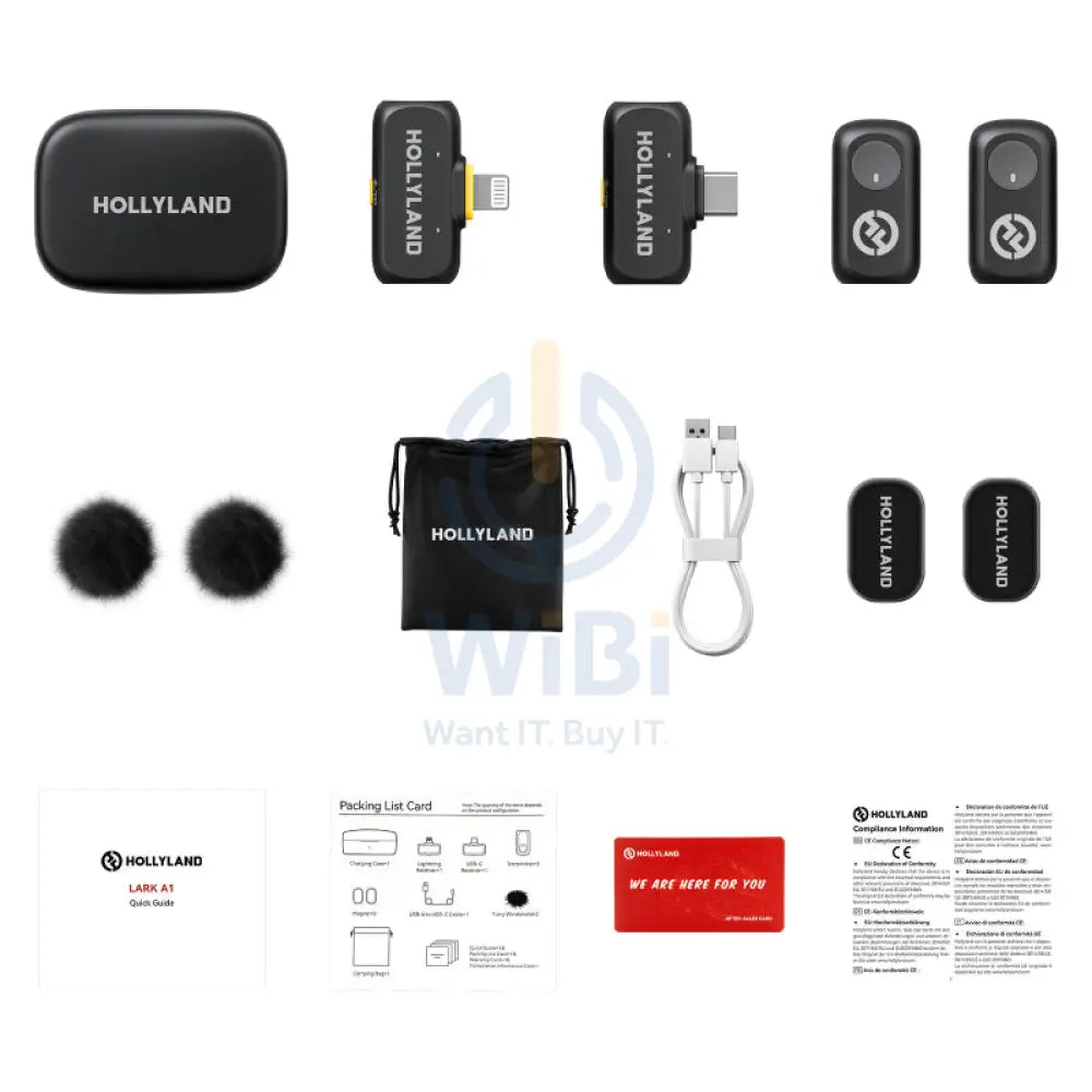HOLLYLAND LARK A1 Combo 2-Person Wireless Microphone System - USB-C / Lightning / Space Gray Accessories > Audio >