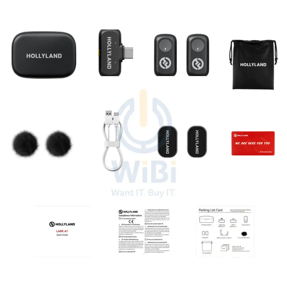 HOLLYLAND LARK A1 Duo 2-Person Wireless Microphone System - USB-C / 2.4GHz / Space Gray Accessories > Audio > Microphone