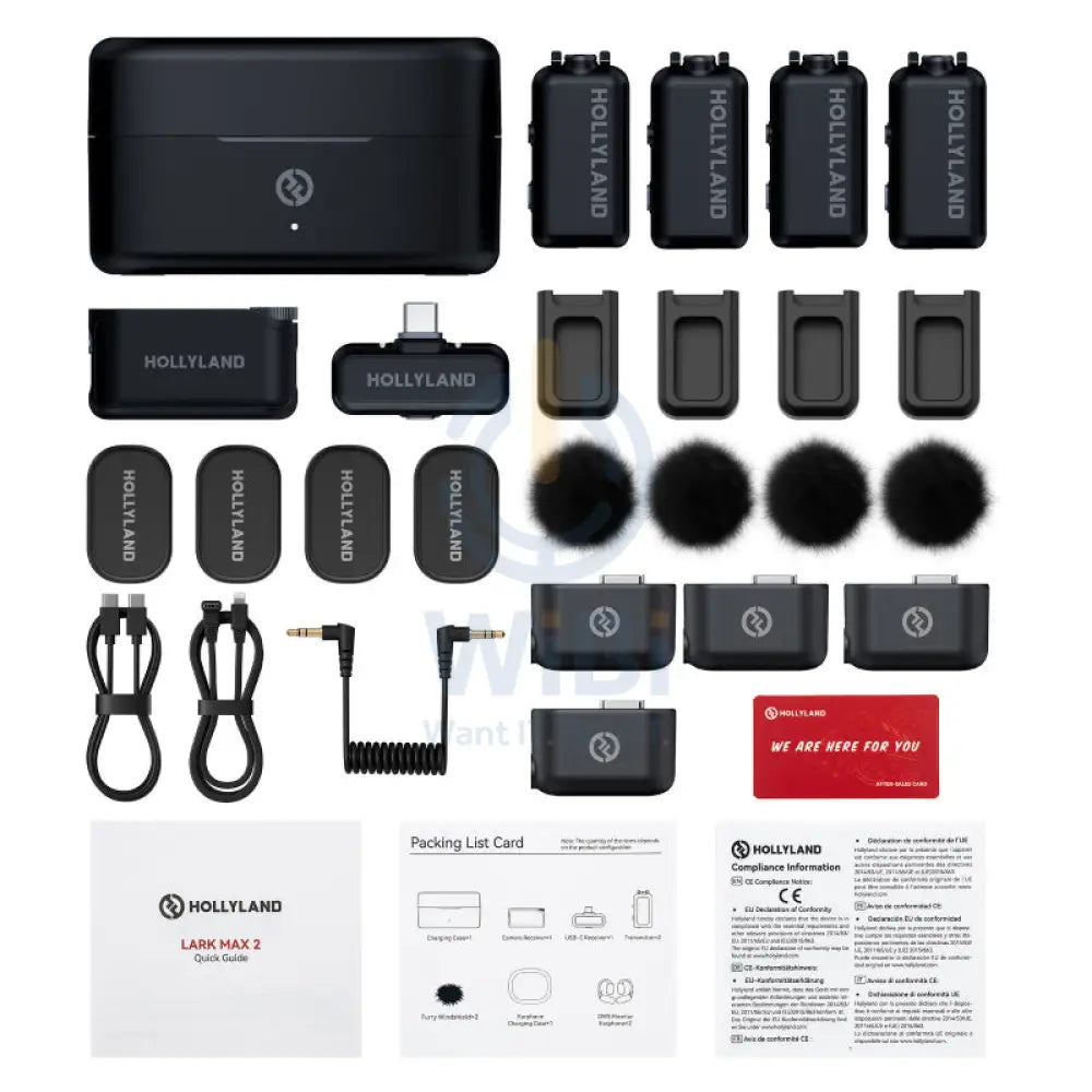 HOLLYLAND LARK MAX 2 Combo 4-Person Wireless Microphone System - 2.4GHz / Space Gray Accessories > Audio > Microphone