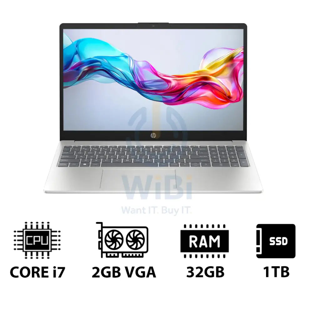 HP 15-FD0142NE - 15.6’’ FHD / i7 / 32GB / 1TB (NVMe M.2 SSD) / MX570 2GB VGA / DOS (Without OS) / 1YW / Natural Silver