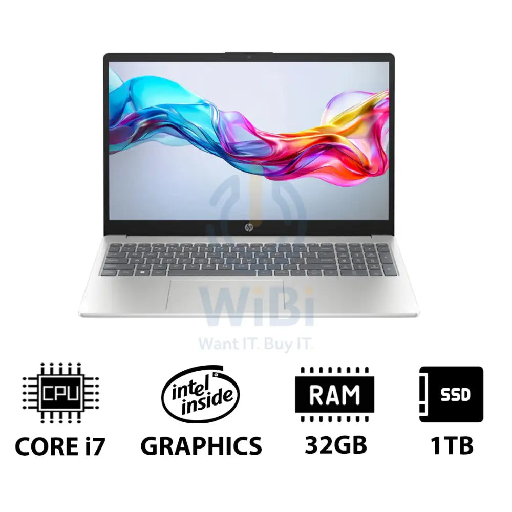 HP 15-FD0144NE - 15.6’’ FHD / i7 / 32GB / 1TB (NVMe M.2 SSD) / DOS (Without OS) / 1YW / Natural Silver - Laptop Laptops