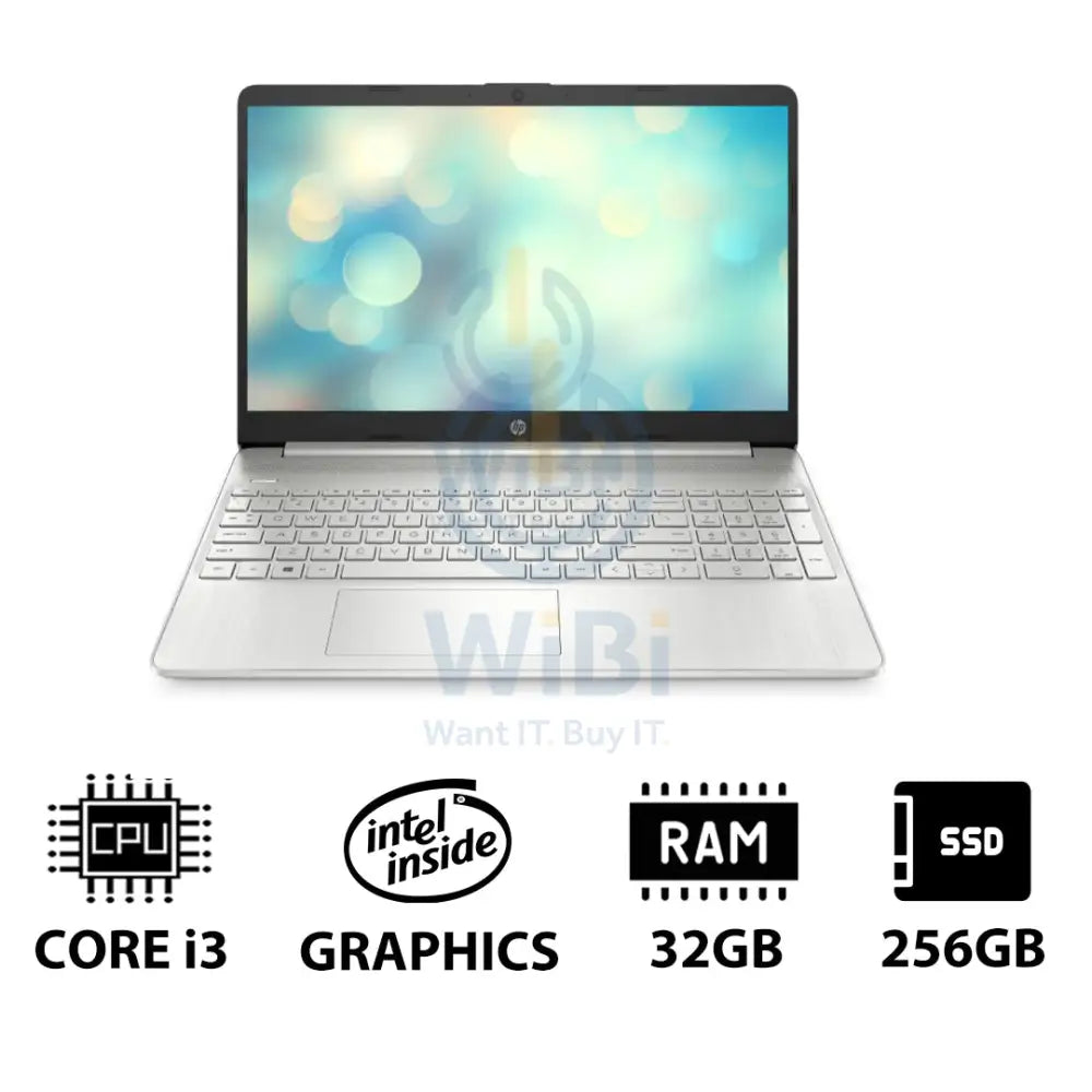 HP 15S-FQ5210NE - 15.6’’ FHD / i3 / 32GB / 256GB (NVMe M.2 SSD) / DOS (Without OS) / 1YW / Natural silver - Laptop