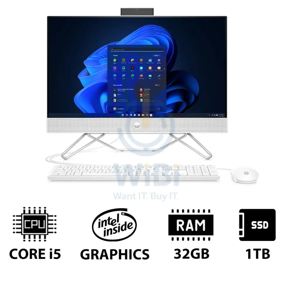 HP 24-CB1339NE AIO PC - i5 / 32GB / 1TB (NVMe M.2 SSD) / 23.8’’ FHD Non-Touch / Win 11 Pro / 1YW / Starry White