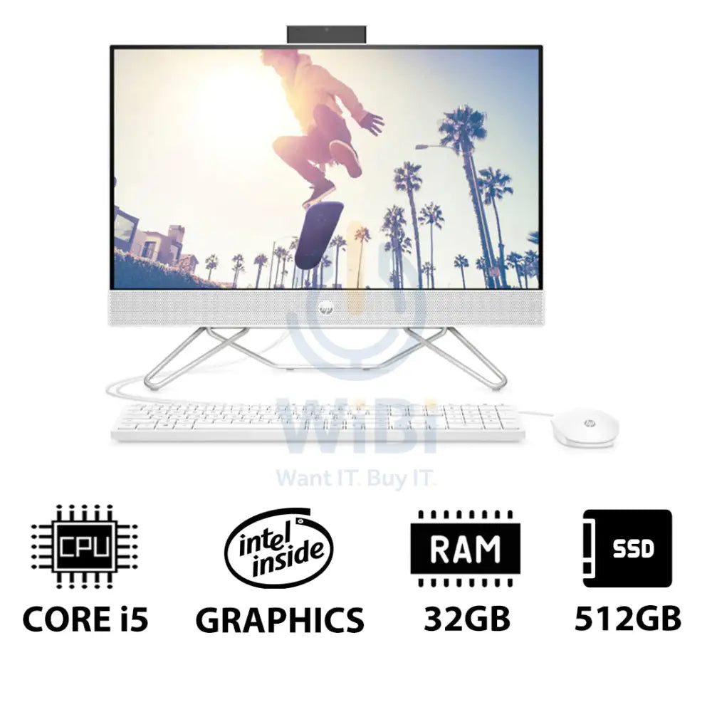 HP 24-CB1339NE AIO PC - i5 / 32GB / 512GB (NVMe M.2 SSD) / 23.8’’ FHD Non-Touch / DOS (Without OS) / 1YW / Starry White