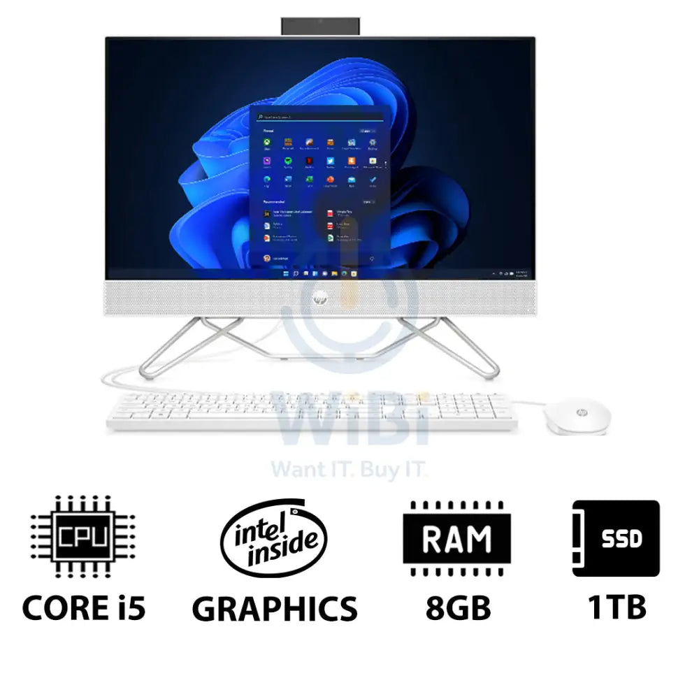 HP 24-CB1339NE AIO PC - i5 / 8GB / 1TB (NVMe M.2 SSD) / 23.8’’ FHD Non-Touch / Win 11 Pro / 1YW / Starry White