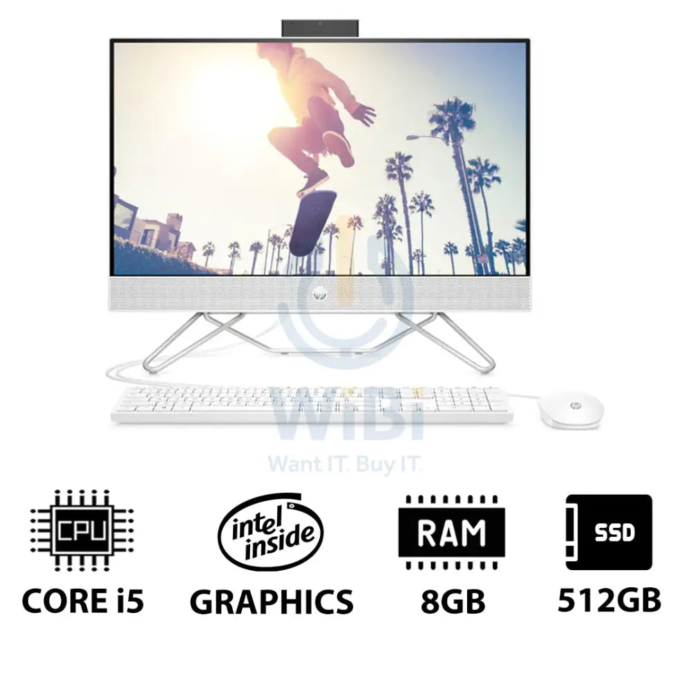 HP 24-CB1339NE AIO PC - i5 / 8GB / 512GB (NVMe M.2 SSD) / 23.8’’ FHD Non-Touch / DOS (Without OS) / 1YW / Starry White