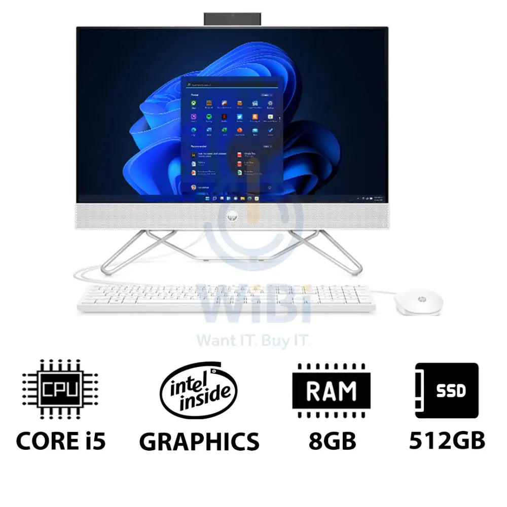 HP 24-CB1339NE AIO PC - i5 / 8GB / 512GB (NVMe M.2 SSD) / 23.8’’ FHD Non-Touch / Win 11 Pro / 1YW / Starry White