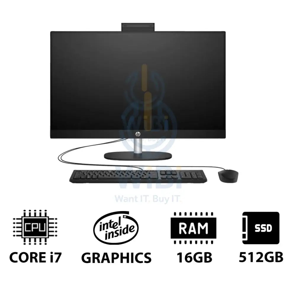 HP 27-CR0011NE AIO PC - i7 / 16GB / 512GB (NVMe M.2 SSD) / 27’’ FHD Touch / DOS (Without OS) / 1YW / Jet Black