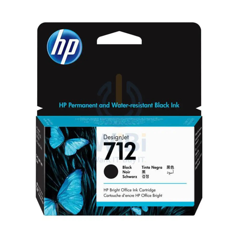 HP 712 Black DesignJet Ink Cartridge - 38 ml / Black Color / Ink Cartridge