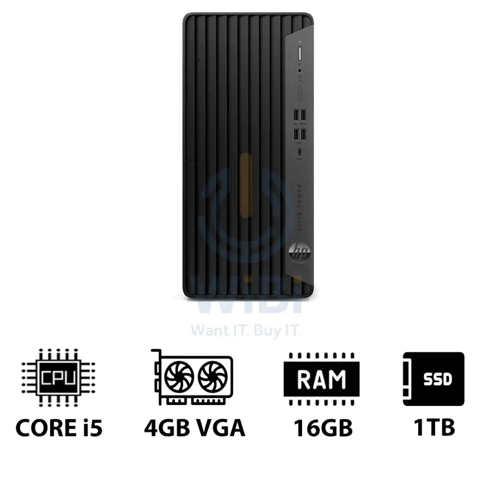 HP Elite Tower 800 G9 - i5 / 16GB / 1TB (NVMe M.2 SSD) / 4GB VGA / Win 10 Pro / 1YW - Desktop Desktop & All-In-One PCs