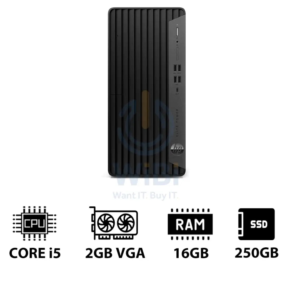HP Elite Tower 800 G9 - i5 / 16GB / 250GB (NVMe M.2 SSD) / 2GB VGA / Win 10 Pro / 1YW - Desktop Desktop & All-In-One