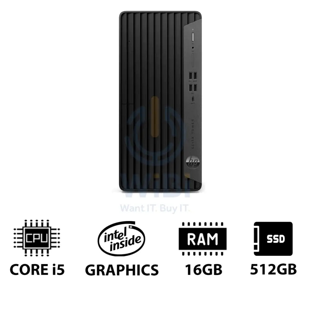 HP Elite Tower 800 G9 - i5 / 16GB / 512GB (NVMe M.2 SSD) / Win 10 Pro / 1YW - Desktop Desktop & All-In-One PCs >