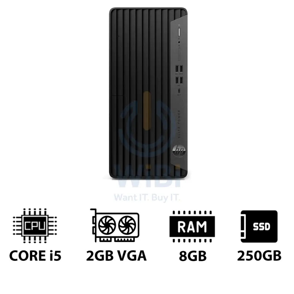 HP Elite Tower 800 G9 - i5 / 8GB / 250GB (NVMe M.2 SSD) / 2GB VGA / Win 10 Pro / 1YW - Desktop Desktop & All-In-One PCs