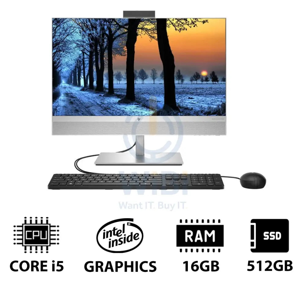 HP EliteOne 840 G9 AIO PC - 23.8’’ FHD Non-Touch / i5 / 16GB / 512GB (NVMe M.2 SSD) / DOS (Without OS) / 1YW - Desktop