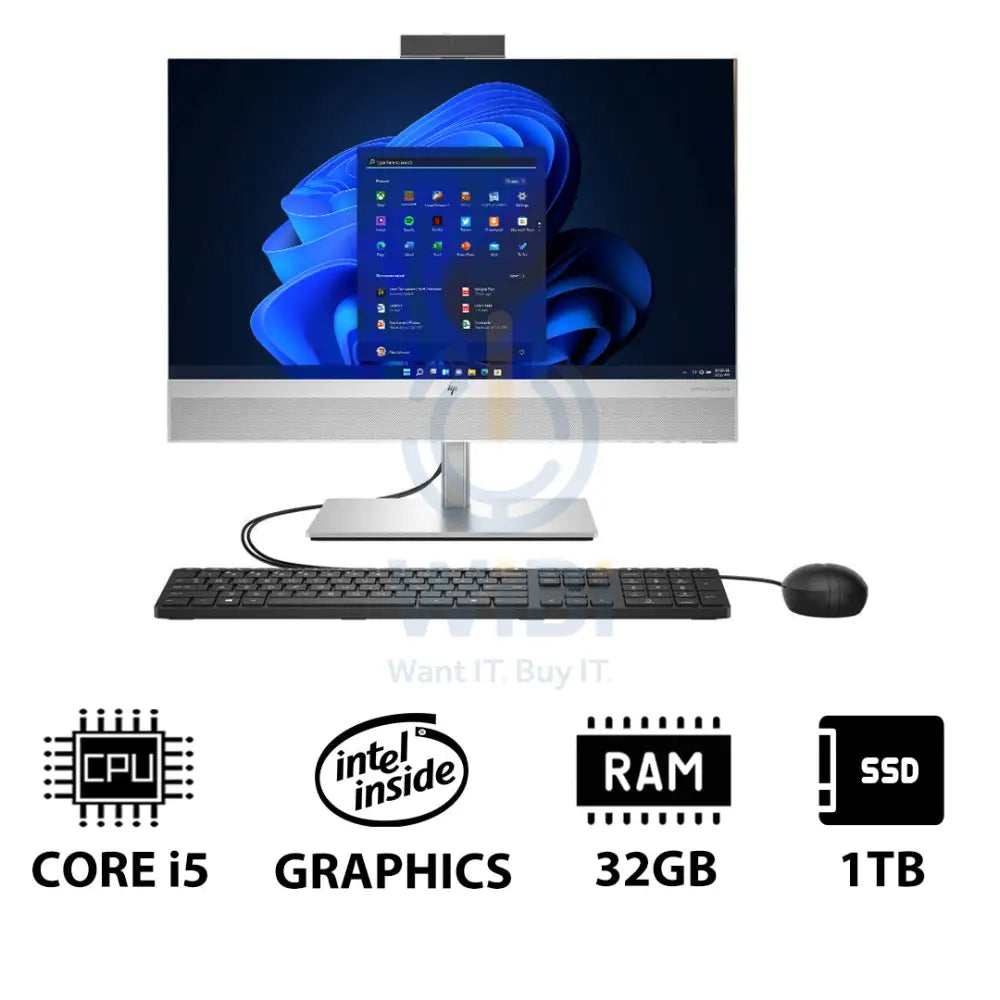 HP EliteOne 840 G9 AIO PC - 23.8’’ FHD Non-Touch / i5 / 32GB / 1TB (NVMe M.2 SSD) / Win 11 Pro / 1YW - Desktop Desktop