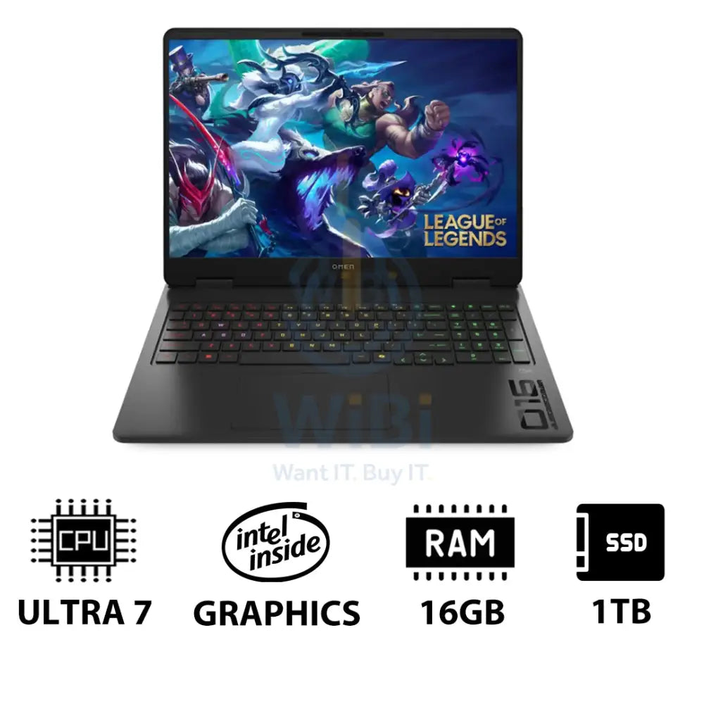 HP OMEN 16 Gaming Laptop 16-AM0073DX - 16’’ 2K / Ultra 7 255H / 16GB / 1TB (NVMe M.2 SSD) / RTX 5060 8GB GDDR7 / Win 11