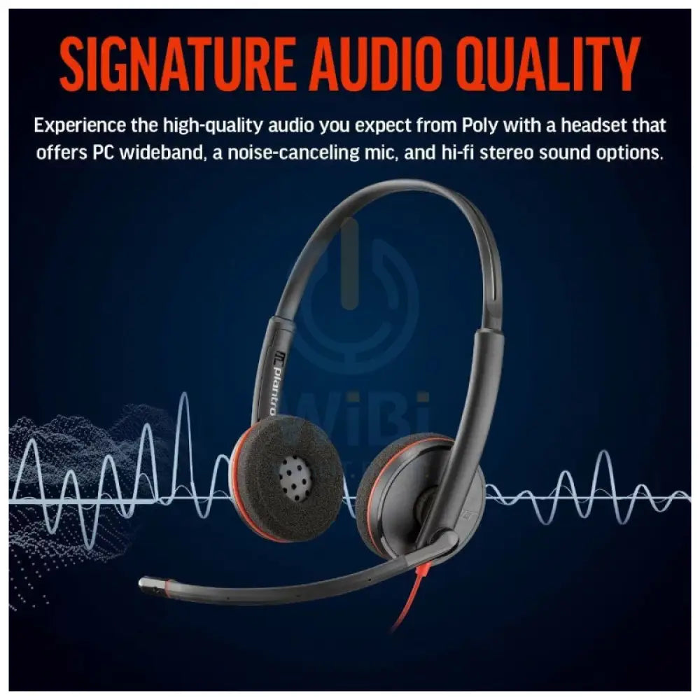 Poly Blackwire 3220 Stereo USB-C Headset - On-Ear / USB-C/A Adapter Accessories > Audio > Headphones