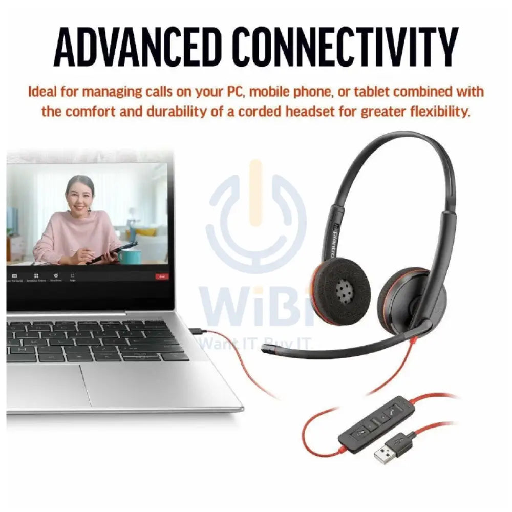Poly Blackwire 3220 Stereo USB-C Headset - On-Ear / USB-C/A Adapter Accessories > Audio > Headphones