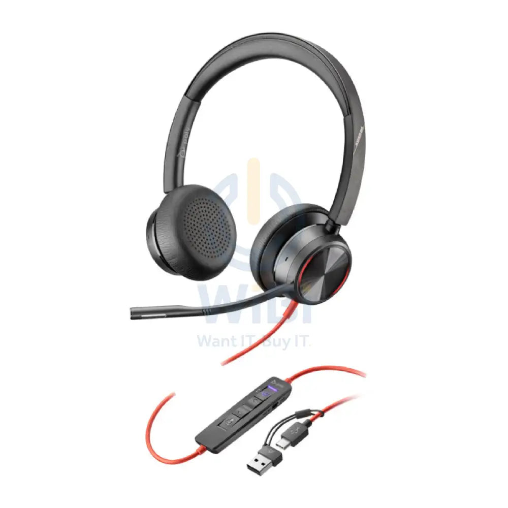 Poly Blackwire 8225 Stereo USB-C Headset - On-Ear / USB-C/A Adapter / (Microsoft Teams Certified) Accessories > Audio >