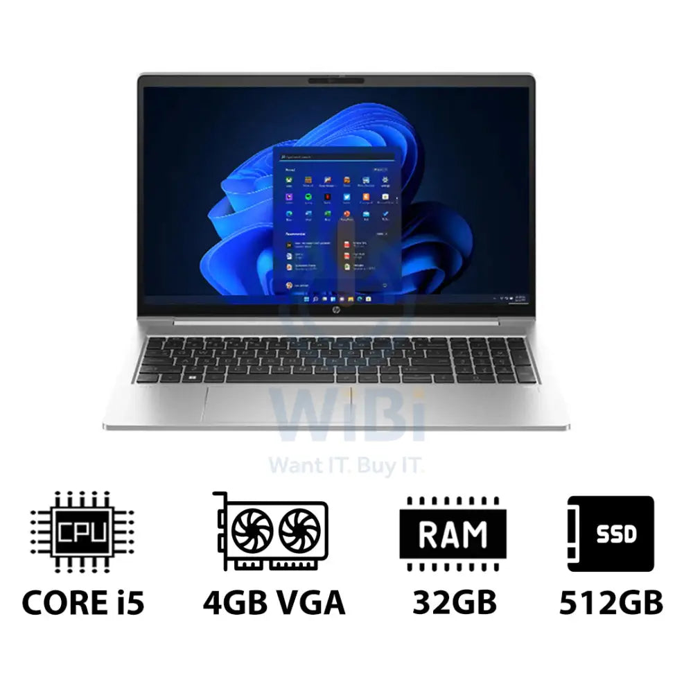 HP ProBook 450 G10 - 15.6’’ FHD / i5 / 32GB / 512GB (NVMe M.2 SSD) / 4GB VGA / Win 11 Pro / 1YW - Laptop Laptops
