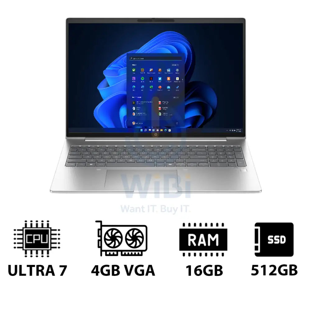 HP ProBook 460 G11 - 16’’ WUXGA / Ultra 7 155H / 16GB / 512GB (NVMe M.2 SSD) / 4GB VGA / Win 11 Pro / 1YW / Pike silver