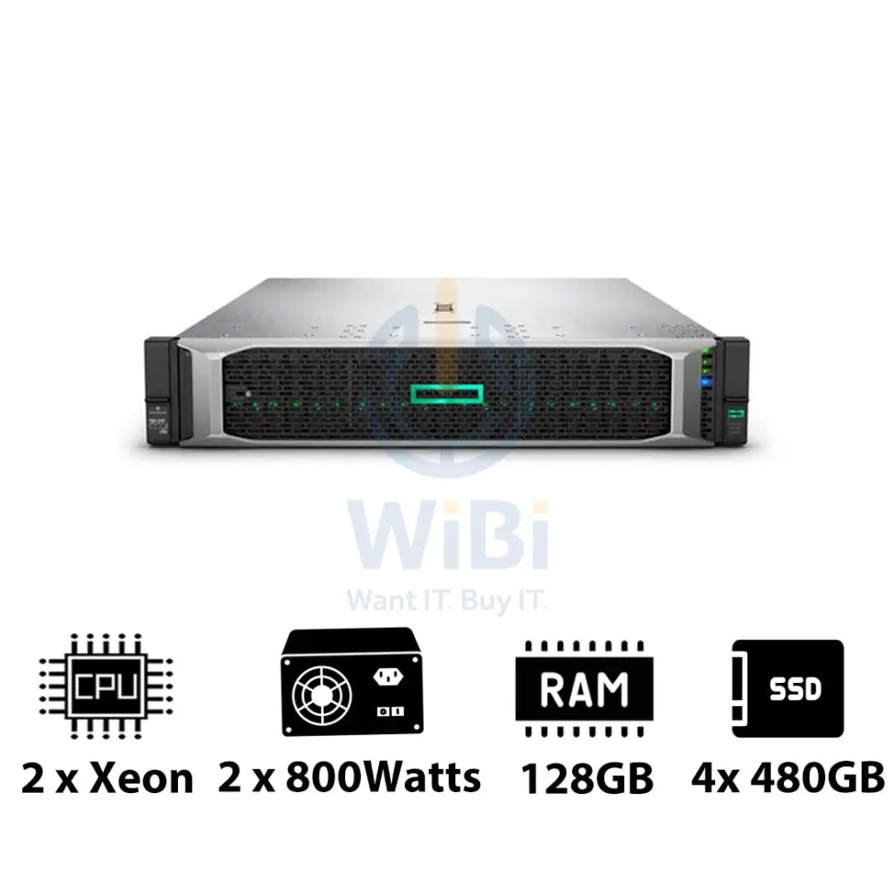 HP ProLiant DL380 G10 - 2x Xeon-2.40GHz / 2x 10-Cores / 128GB / 4x 480GB SSD / 2x 800Watts / Rack(2U) Server &