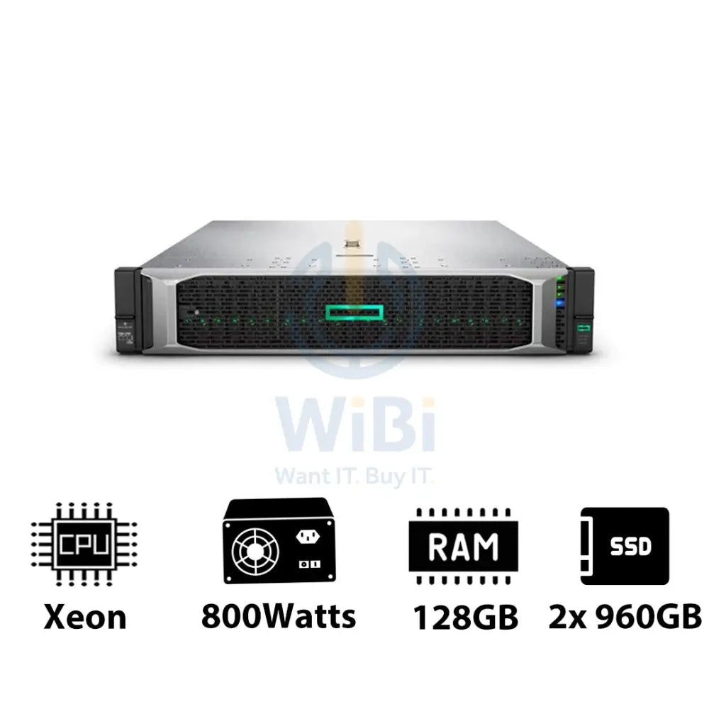 HP ProLiant DL380 G10 - Xeon-2.40GHz / 10-Cores / 128GB / 2x 960GB SSD / 800Watts / Rack(2U) Server & Workstations >