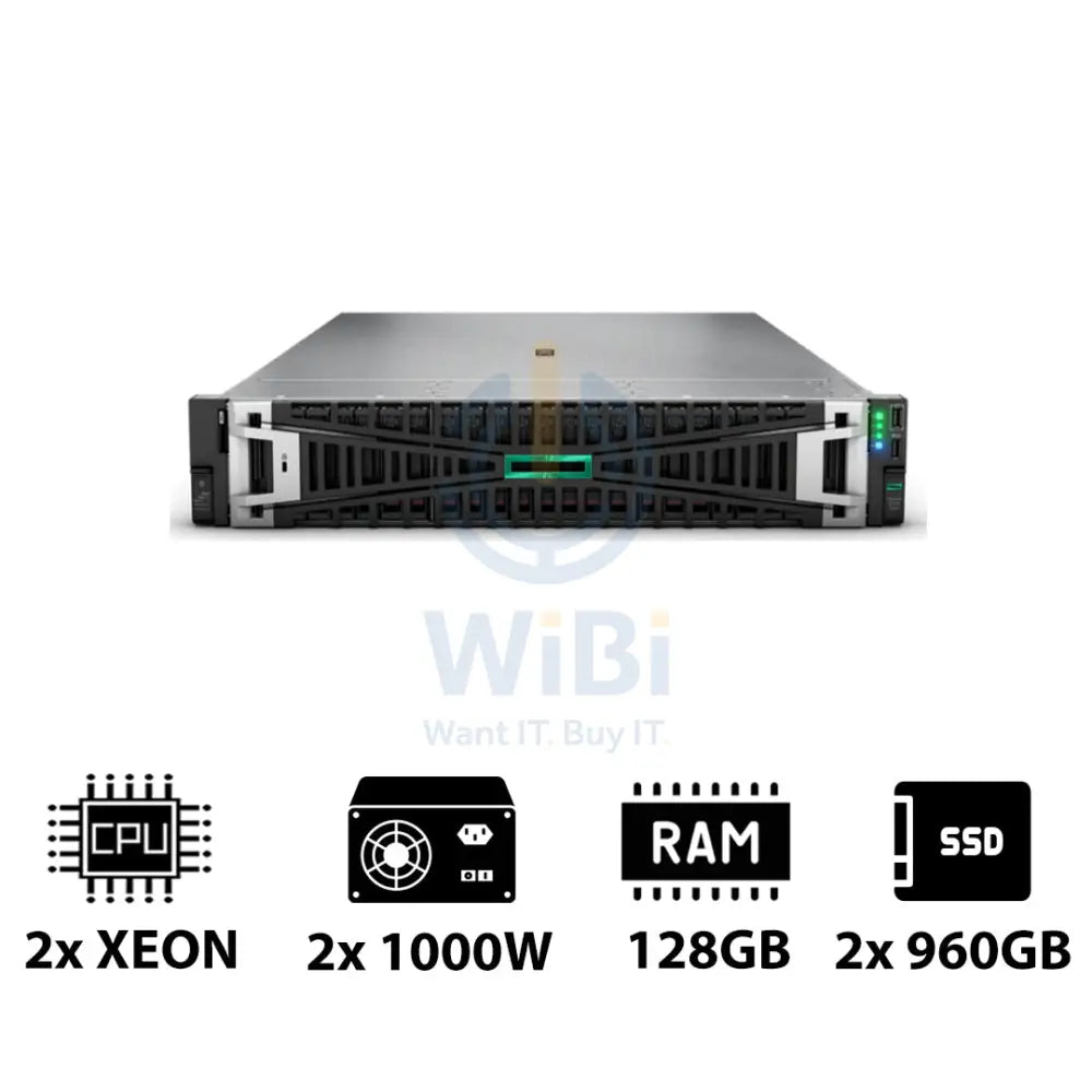 HP ProLiant DL380 G11 - 2x Xeon Silver 4410Y 2.00GHz / 2x 12-Cores / 128GB / 2x 960GB SSD / 2x 1000Watts / Rack(2U)
