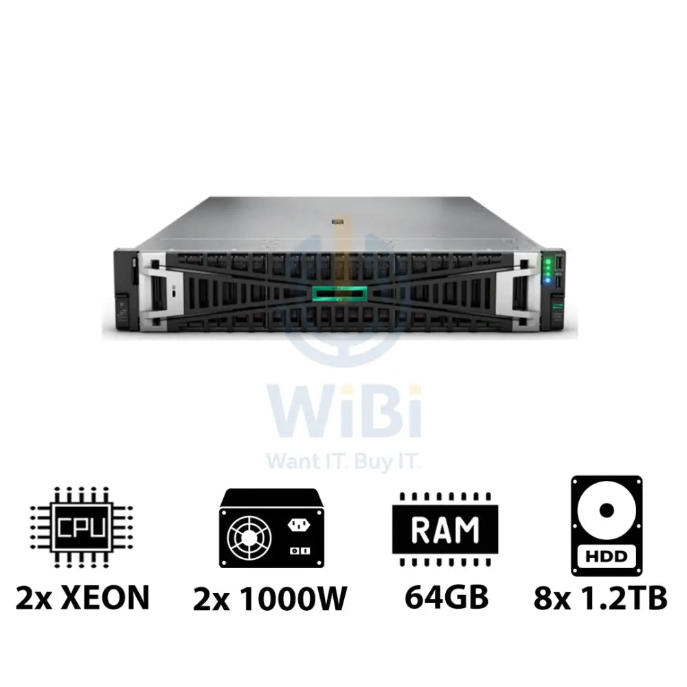 HP ProLiant DL380 G11 - 2x Xeon Silver 4410Y 2.00GHz / 2x 12-Cores / 64GB / 8x 1.2TB HDD / 2x 1000Watts / Rack(2U)