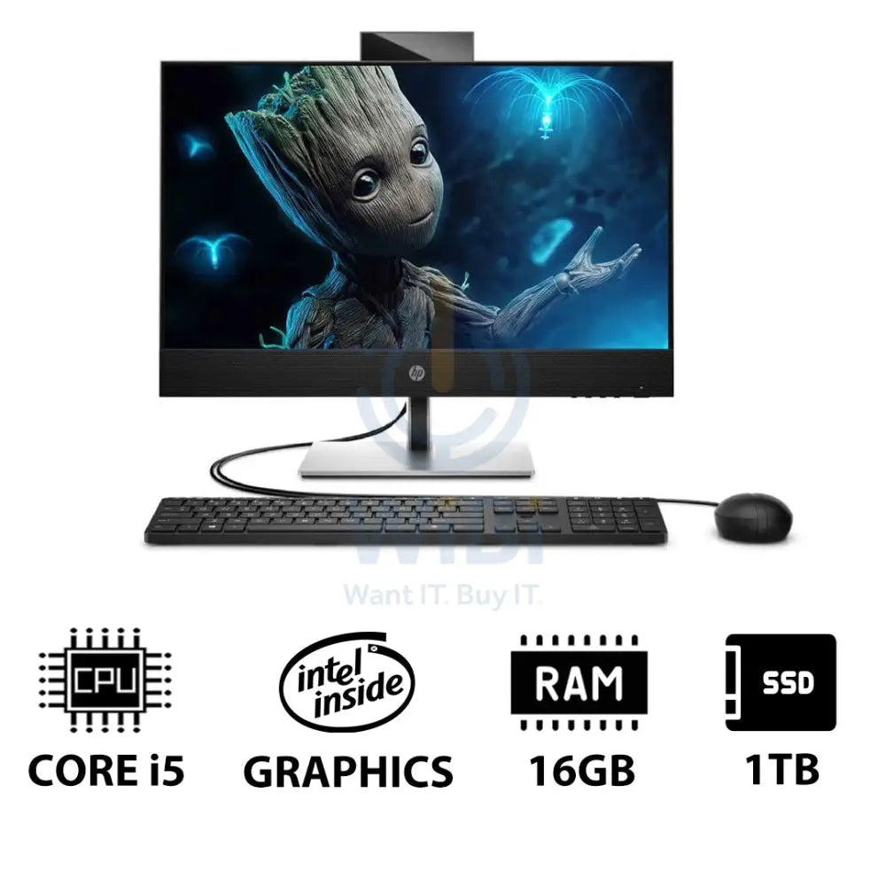 HP ProOne 440 G9 AIO - i5 / 16GB / 1TB (NVMe M.2 SSD) / 23.8’’ FHD Touch / DOS (Without OS) / 1YW / Black - Desktop